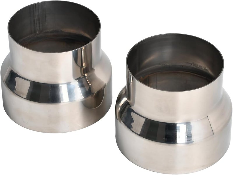 SSN Exhaust Pipe Reducer Component Adapter 4 Inch OD to 5.0 Inch OD Polished 304 Stainless Steel Universal OD 4" to OD 5.0" Exhaust Pipe Reducer Adapter 4 Inch Length-Pair 2 Pcs - Image 1